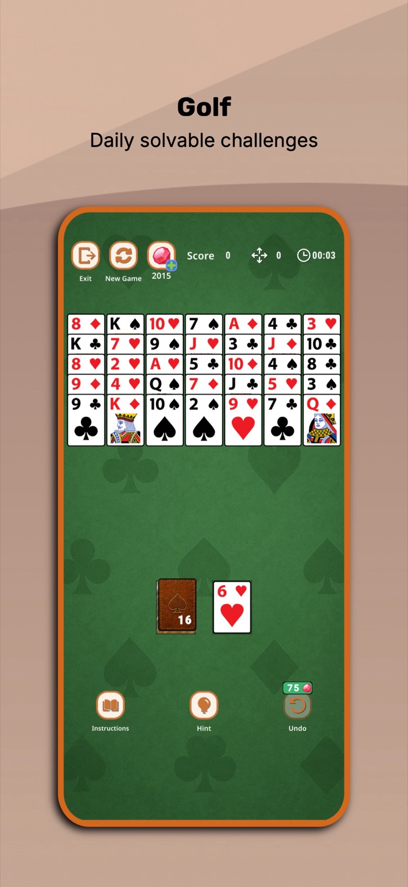 Golf solitaire in Solitaire Suite